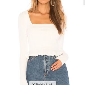 Superdown White Square Neck Ribbed Top